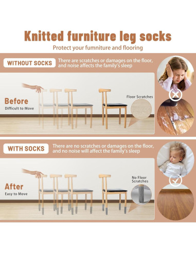 16 Calcetines Protectores para Piernas de Muebles VOLLYOO