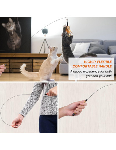 Juguete Interactivo para Gatos Pawaboo con Plumas 87.6 cm