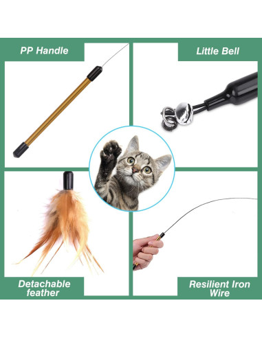 Juguete Interactivo para Gatos Pawaboo con Plumas 87.6 cm