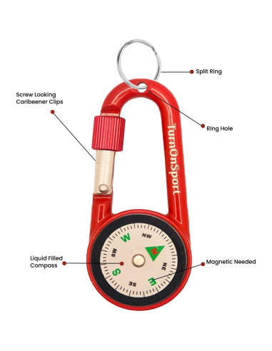 Brújula Compacta con Clip Carabiner TurnOnSport - 2 Piezas