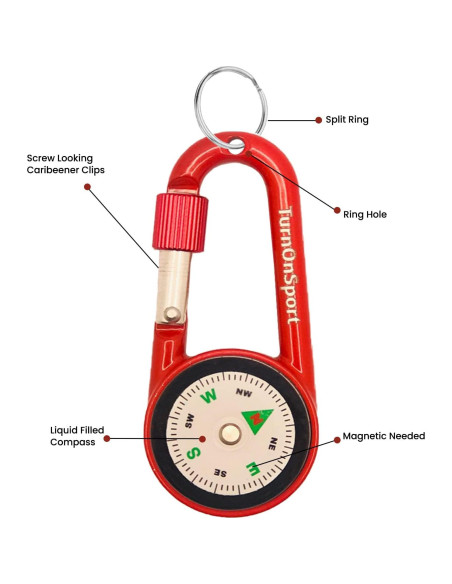 Brújula Compacta con Clip Carabiner TurnOnSport - 2 Piezas