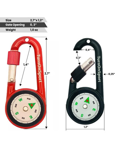 Brújula Compacta con Clip Carabiner TurnOnSport - 2 Piezas