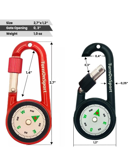 Brújula Compacta con Clip Carabiner TurnOnSport - 2 Piezas