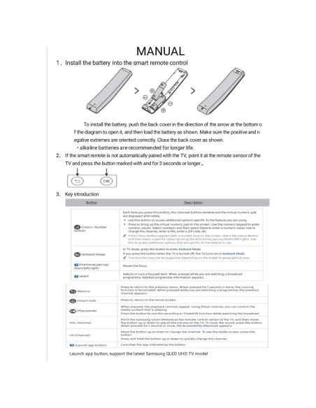 Control Remoto Reemplazo para TV Samsung QLED LED 2015-2024 Control Remoto Reemplazo para TV Samsung QLED LED 2015-2024