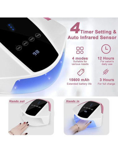Lámpara UV LED Inalámbrica 96W Linssy - Curado Esmalte Gel