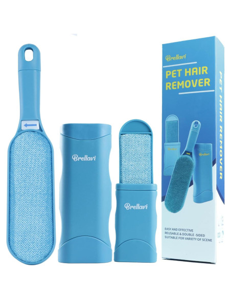 Removedor de Pelo de Mascota Brellavi - Cepillo Autolimpiante Azul