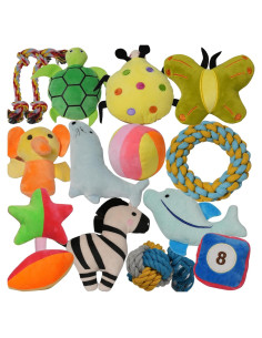Juguetes para Perros QM - Paquete de 15, Peluche y Cuerda