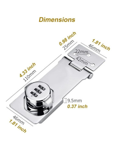 Cerradura de Combinación Sin Llave ETEKJOY 3 Dígitos para Armario