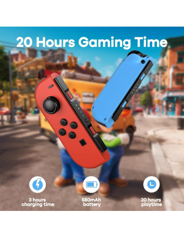 Controlador Nintendo Switch PTD Azul Rojo con Vibración y Movimiento