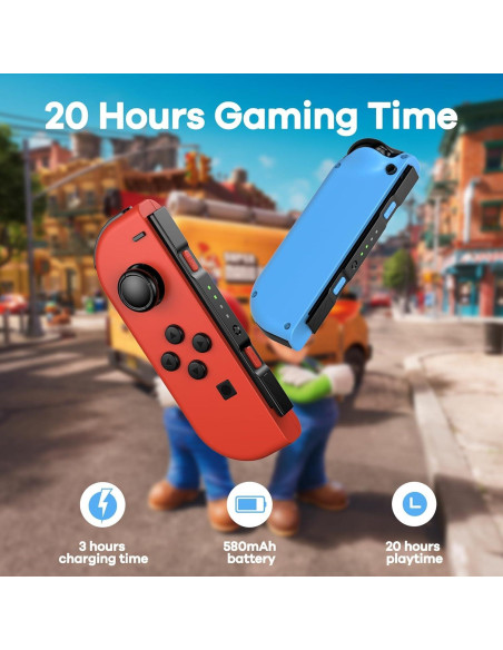 Controlador Nintendo Switch PTD Azul Rojo con Vibración y Movimiento