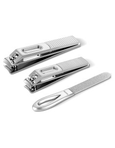 Juego de Cortauñas HAWATOUR Acero Inoxidable Curvado Plata