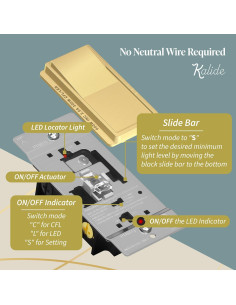 Interruptor Regulador de Luz LED Top Greener Kalide Dorado 300W 2