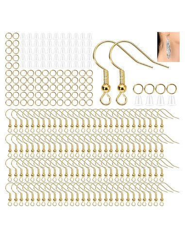 Kit de Ganchos para Aretes Hipoalergénicos Oro 600 Piezas