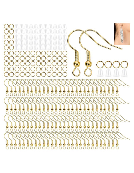 Kit de Ganchos para Aretes Hipoalergénicos Oro 600 Piezas