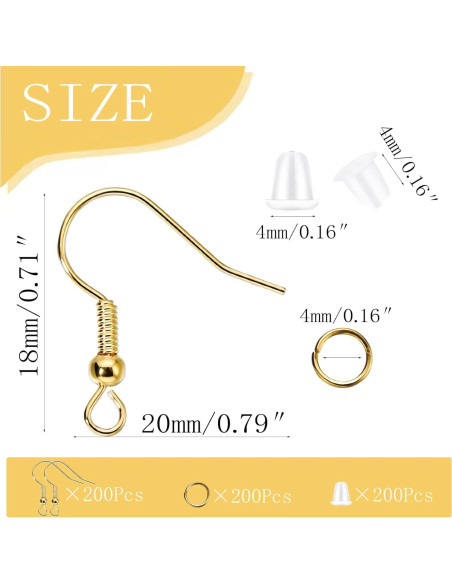 Kit de Ganchos para Aretes Hipoalergénicos Oro 600 Piezas