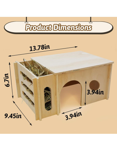 Casa de Madera Fhiny para Cobayas y Chinchillas con Comedero