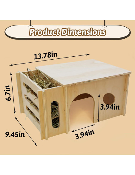 Casa de Madera Fhiny para Cobayas y Chinchillas con Comedero