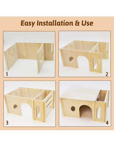 Casa de Madera Fhiny para Cobayas y Chinchillas con Comedero