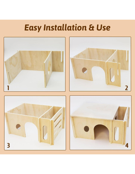 Casa de Madera Fhiny para Cobayas y Chinchillas con Comedero