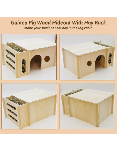 Casa de Madera Fhiny para Cobayas y Chinchillas con Comedero
