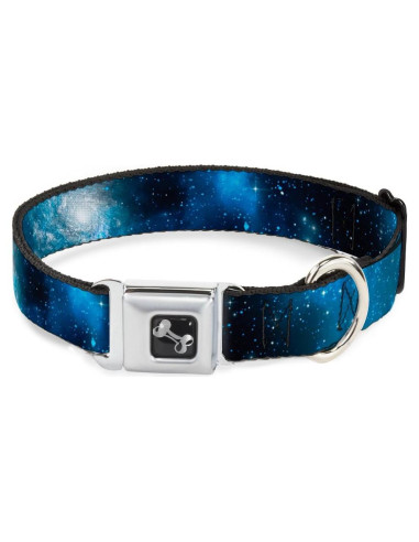 Collar de Perro Buckle-Down Galaxy Blues 2.54 cm Ancho 22.86-38.1 cm