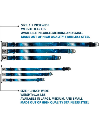 Collar de Perro Buckle-Down Galaxy Blues 2.54 cm Ancho 22.86-38.1 cm