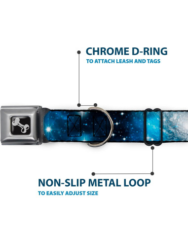 Collar de Perro Buckle-Down Galaxy Blues 2.54 cm Ancho 22.86-38.1 cm