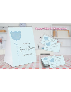 Juego de Adivinanza Ositos de Goma Baby Shower - 1 Cartel y 50 Tarjetas 2