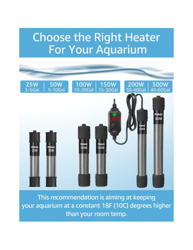 Calentador de Acuario FUMAK 25W Digital 11-19 Litros