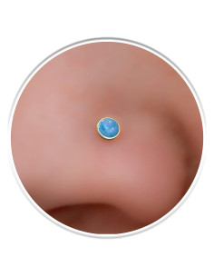 Stud de Nariz Relleno de Oro 14k con Ópalo Azul - 22 Gauge
