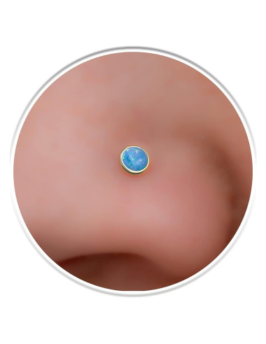 Stud de Nariz Relleno de Oro 14k con Ópalo Azul - 22 Gauge