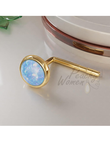 Stud de Nariz Relleno de Oro 14k con Ópalo Azul - 22 Gauge