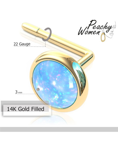 Stud de Nariz Relleno de Oro 14k con Ópalo Azul - 22 Gauge