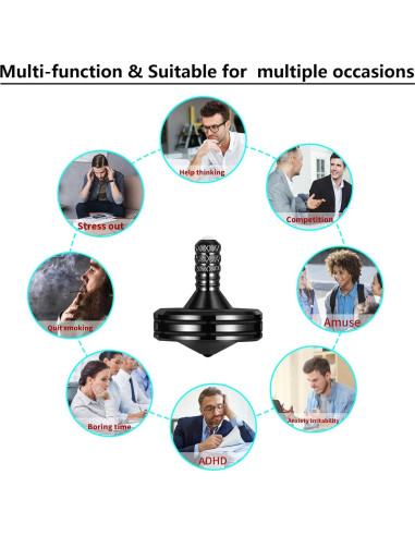 Peonza de Metal LOQATIDIS 3PCS Antiestrés Giro Largo