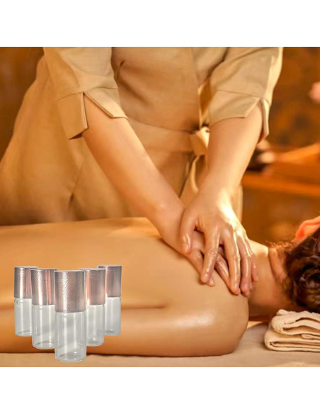 50 Mini Botellas de Vidrio AGENIZ 3ml con Rodillo Acero Inoxidable