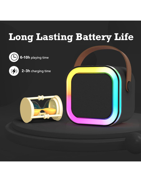 Mini Máquina de Karaoke Bluetooth Portátil con 2 Micrófonos - Negro