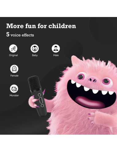 Mini Máquina de Karaoke Bluetooth Portátil con 2 Micrófonos - Negro