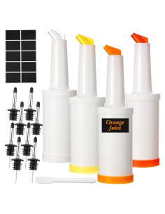 4 Botellas de Jugo 1L con Vertedores Sieral - Colores Vivos