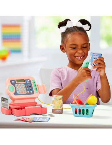 Caja Registradora de Juguete Hey Play Rosa - Set 30 Piezas