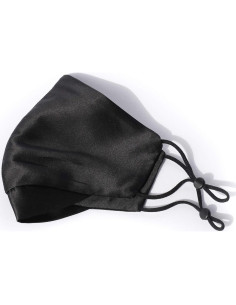 Mascarilla de Seda 100% Habac Studio Unisex Ajustable Negra 2