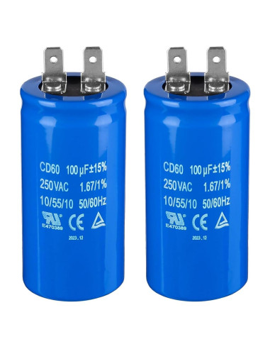 Capacitor de Arranque ZOWZEA CD60 100uF 250V para Motor