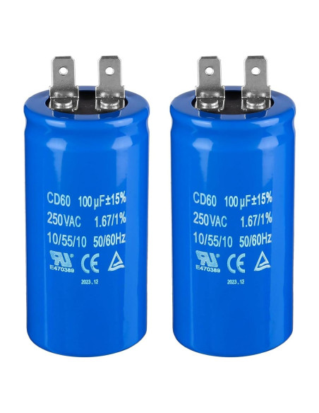 Capacitor de Arranque ZOWZEA CD60 100uF 250V para Motor