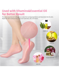 Calcetines Hidratantes de Silicona Aluroice - 2 Pares Rosa y Blanco 2