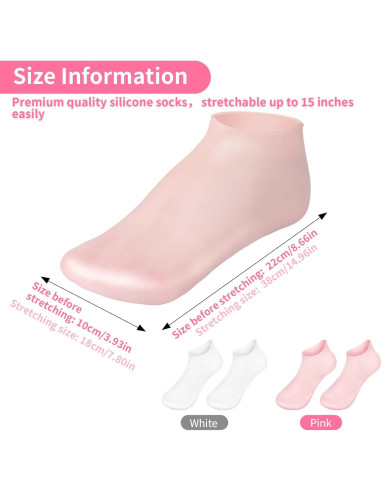 Calcetines Hidratantes de Silicona Aluroice - 2 Pares Rosa y Blanco