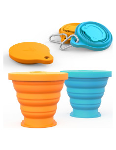 Taza Plegable de Silicona IYYI 180ml - 2 Paquete Azul-Naranja