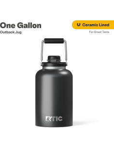 Jarra Outback RTIC 1 Galón Acero Inoxidable Aislada Negra 2