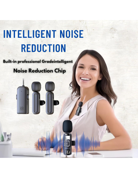 Micrófono Inalámbrico Vist Zone SX26 con 2 Micrófonos y Cancelación de Ruido