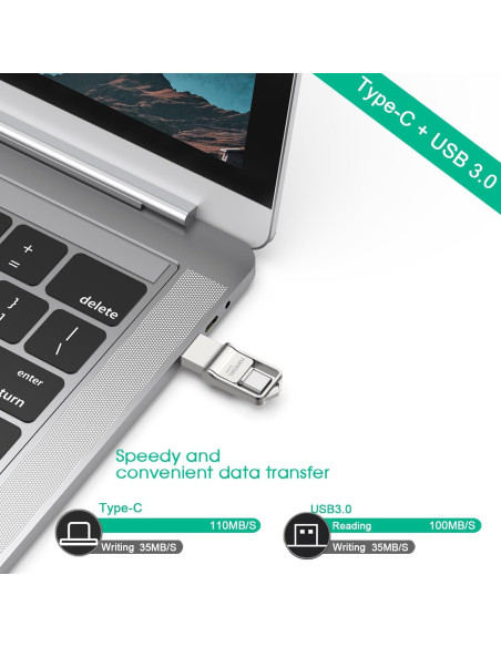 TOPESEL 64GB Unidad Flash USB C y USB A 3.0 Impermeable TOPESEL 64GB Unidad Flash USB C y USB A 3.0 Impermeable