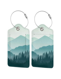 Etiquetas de Equipaje BLOCIT 2 Piezas Cuero PU Montaña Verde