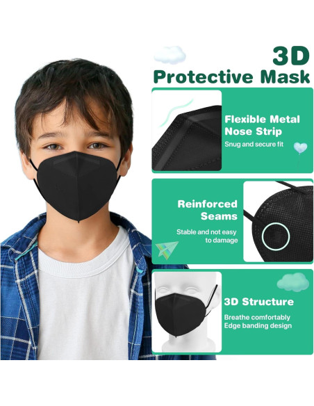 Mascarillas KN95 para Niños XDX 50 Pcs Individualmente Envuelta